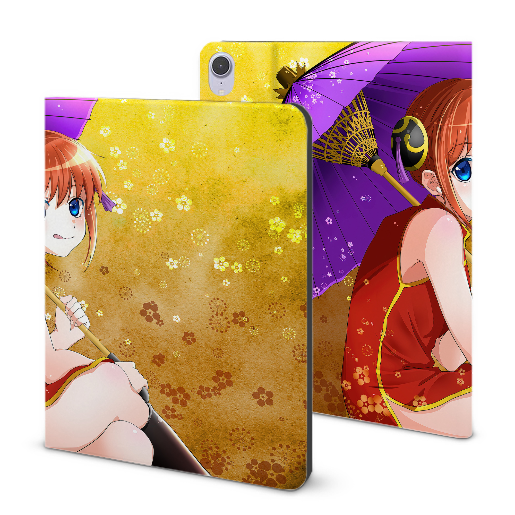 ぎんたま 坂田銀時（さかたぎんとき） 神楽 志村新八（しむら しんぱち） GINTAMA Sakata Gintoki Kagura Shimura Shinpachi IPad ケース ブック型 PUレザー TPU 耐衝撃 軽量 薄型 ペン収納なし 全面保護 IPad 各モデル対応